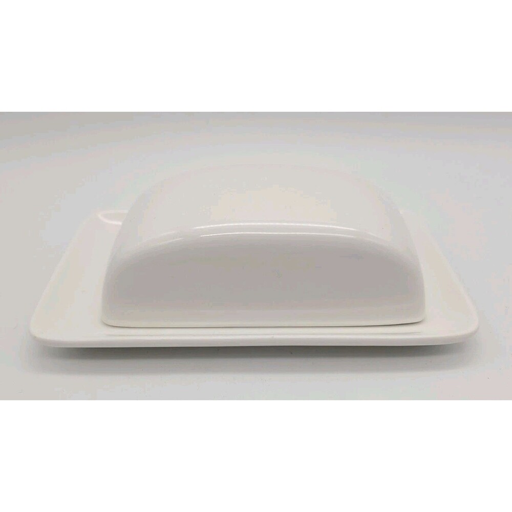 Oslo Bread+Butter Butter Dish With Rounded Lid White Porcelain 7" x 4.5" x 2.5"